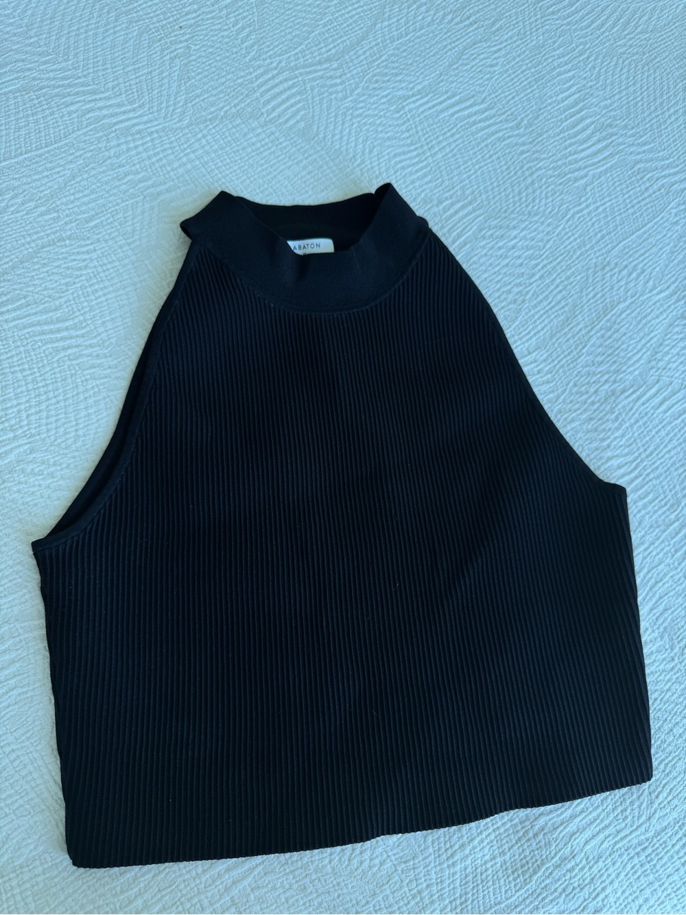 Aritzia Babaton Black Ribbed Sculpt Knit High-Neck Tank